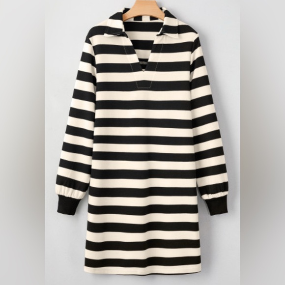Elegant Striped Long Sleeve Dress - Picture 3 of 9